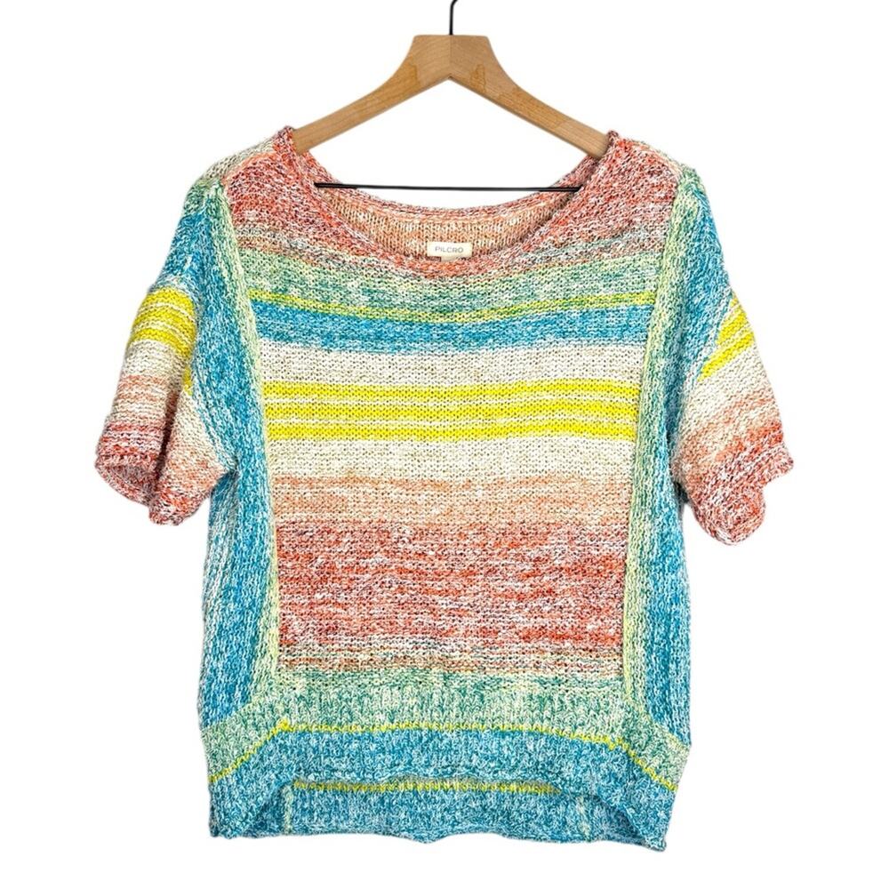 Anthropologie Pilcro Colorful Knit Beach Sweater Tee Oversized size XS
